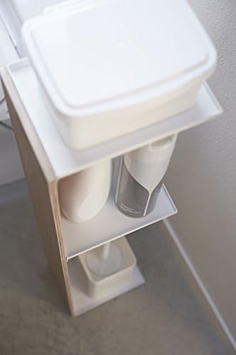 ימאזאקי מספק מדפי אחסון לאמבטיה של מארגן בית-דק | פלדה + עץ | נייר טואלט, גודל אחד, אפר